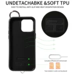 Rhombic Texture Card Bag Phone Case with Short Lanyard, For iPhone 15 Pro Max, For iPhone 15 Pro - Image 3