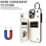Rhombic Texture Card Bag Phone Case with Short Lanyard, For iPhone 15 Pro Max, For iPhone 15 Pro - Image 5