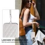 Rhombic Texture Card Bag Phone Case with Short Lanyard, For iPhone 15 Pro Max, For iPhone 15 Pro - Image 8