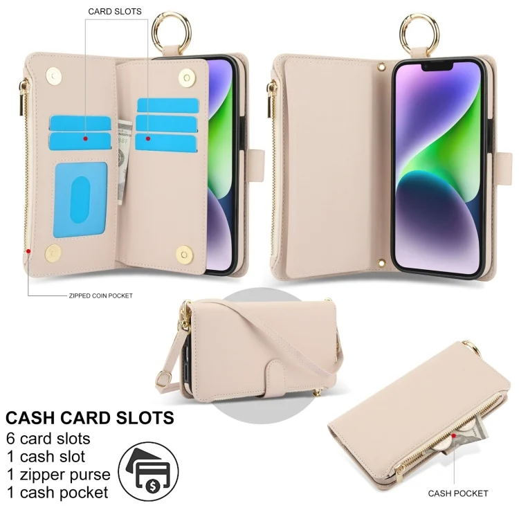 EDA006741313A_1.webp Crossbody Ring Multifunctional Wallet Leather Phone Case, For iPhone 13 mini, For iPhone 12 / 12 Pro - Image 2