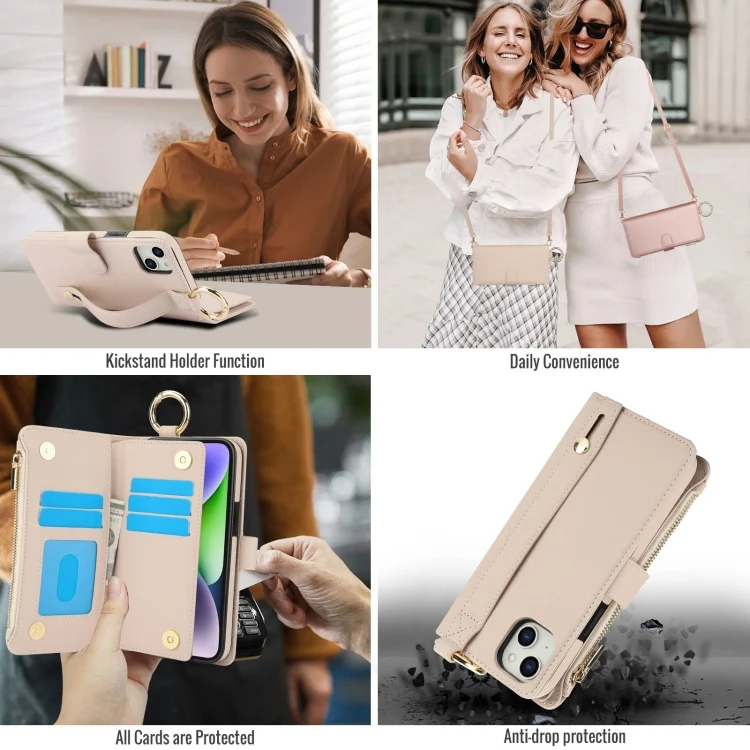 EDA006741313A_3.webp Crossbody Ring Multifunctional Wallet Leather Phone Case, For iPhone 13 mini, For iPhone 12 / 12 Pro - Image 4