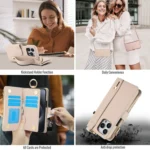 Crossbody Ring Multifunctional Wallet Leather Phone Case, For iPhone 11 Pro, For iPhone X / XS - Image 4
