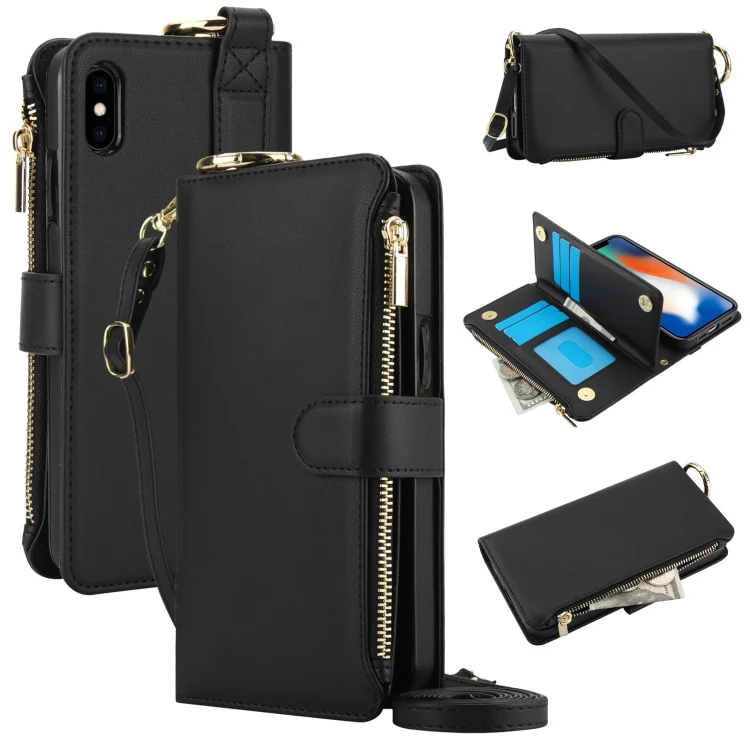 Crossbody Ring Multifunctional Wallet Leather Phone Case, For iPhone XR, For iPhone XS Max