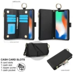 Crossbody Ring Multifunctional Wallet Leather Phone Case, For iPhone XR, For iPhone XS Max - Image 2