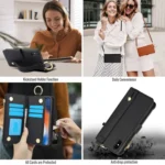 Crossbody Ring Multifunctional Wallet Leather Phone Case, For iPhone XR, For iPhone XS Max - Image 4