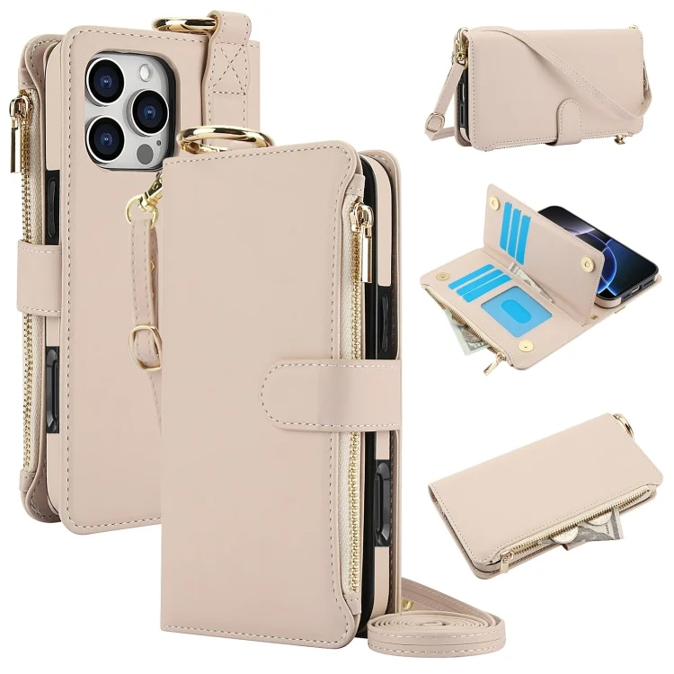 Crossbody Ring Multifunctional Wallet Leather Phone Case, For iPhone 16 Pro Max, For iPhone 16 Pro