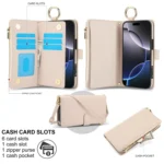 Crossbody Ring Multifunctional Wallet Leather Phone Case, For iPhone 16 Pro Max, For iPhone 16 Pro - Image 3