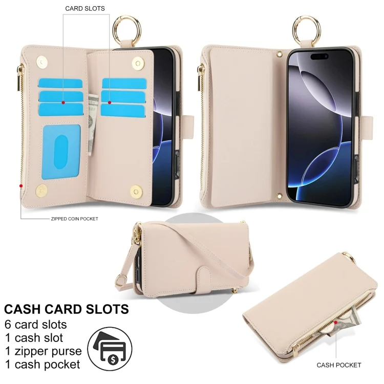 EDA006741324A_2.webp Crossbody Ring Multifunctional Wallet Leather Phone Case, For iPhone 16 Pro Max, For iPhone 16 Pro - Image 3