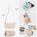 Crossbody Ring Multifunctional Wallet Leather Phone Case, For iPhone 16 Pro Max, For iPhone 16 Pro - Image 4