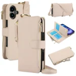 Crossbody Ring Multifunctional Wallet Leather Phone Case, For iPhone 16 Plus, For iPhone 16
