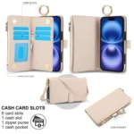 Crossbody Ring Multifunctional Wallet Leather Phone Case, For iPhone 16 Plus, For iPhone 16 - Image 3