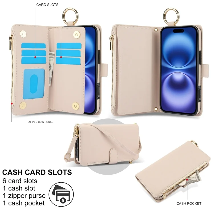 EDA006741326A_2.webp Crossbody Ring Multifunctional Wallet Leather Phone Case, For iPhone 16 Plus, For iPhone 16 - Image 3