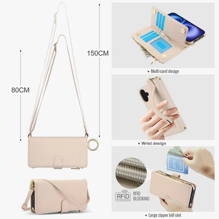 EDA006741326A_3.webp Crossbody Ring Multifunctional Wallet Leather Phone Case, For iPhone 16 Plus, For iPhone 16 - Image 4
