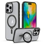 MagSafe Airbag Shockproof Frosted Phone Case with Fold Holder, For iPhone 16 Pro Max, For iPhone 16 Pro, For iPhone 16 Plus, For iPhone 16