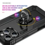 Shockproof TPU Hybrid PC Phone Case with Holder, For iPhone 16 Pro Max, For iPhone 16 Pro - Image 3