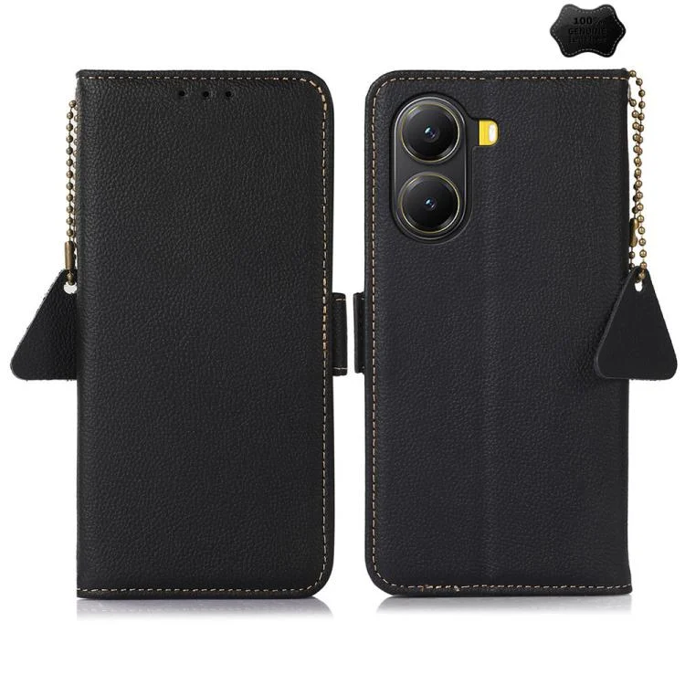EDA006755205A.webp Side-Magnetic TJ Genuine Leather RFID Phone Case, For Redmi Turbo 4, For Redmi Note 14 5G, For Redmi Note 14 Pro 5G, For Redmi 14C 4G, For Redmi 13 4G - Image 1