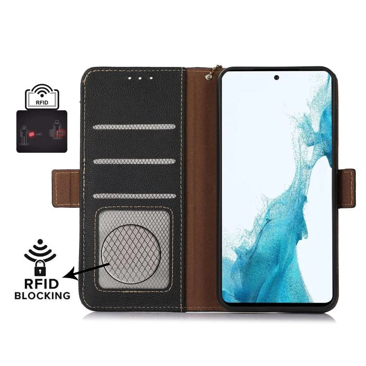 EDA006755205A_4.webp Side-Magnetic TJ Genuine Leather RFID Phone Case, For Redmi Turbo 4, For Redmi Note 14 5G, For Redmi Note 14 Pro 5G, For Redmi 14C 4G, For Redmi 13 4G - Image 5