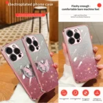 Plated Gradient Glitter Butterfly Holder TPU Phone Case, For iPhone 15 Pro Max, For iPhone 15 Pro, For iPhone 15 Plus, For iPhone 15 - Image 3