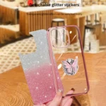 Plated Gradient Glitter Butterfly Holder TPU Phone Case, For iPhone 15 Pro Max, For iPhone 15 Pro, For iPhone 15 Plus, For iPhone 15 - Image 6