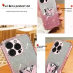 Plated Gradient Glitter Butterfly Holder TPU Phone Case, For iPhone 15 Pro Max, For iPhone 15 Pro, For iPhone 15 Plus, For iPhone 15 - Image 7