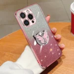 Plated Gradient Glitter Butterfly Holder TPU Phone Case, For iPhone 16 Pro Max, For iPhone 16 Pro, For iPhone 16 Plus, For iPhone 16