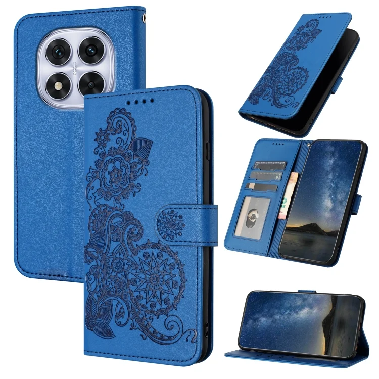Datura Flower Embossed Flip Leather Phone Case, For Redmi Note 14 Pro 5G, For Redmi 13 4G
