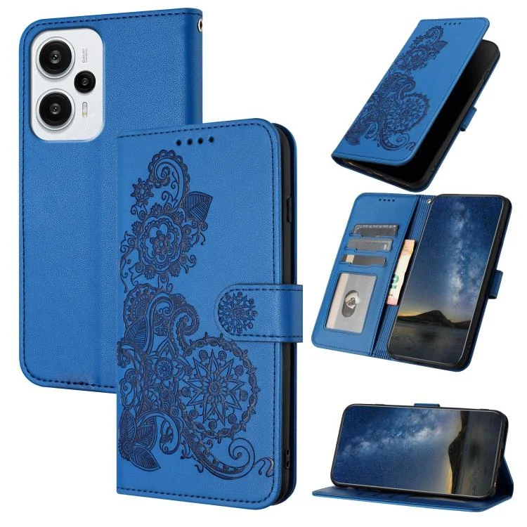 Datura Flower Embossed Flip Leather Phone Case, For Redmi Note 12 Turbo / Xiaomi Poco F5