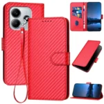 YX0070 Carbon Fiber Buckle Leather Phone Case with Lanyard, For Redmi Note 14 5G, For Redmi Note 14 Pro+ 5G