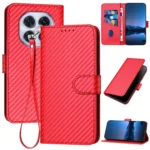 YX0070 Carbon Fiber Buckle Leather Phone Case with Lanyard, For Redmi Note 14 Pro 4G, For Redmi Note 14 4G 163.25mm
