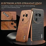 AZNS Electroplated Frame Crocodile Texture Full Coverage Phone Case, For OPPO Find X6 Pro, For OPPO Find X6 - Image 3
