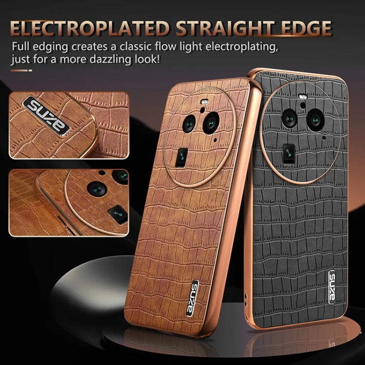 EDA006769302A_2.webp AZNS Electroplated Frame Crocodile Texture Full Coverage Phone Case, For OPPO Find X6 Pro, For OPPO Find X6 - Image 3