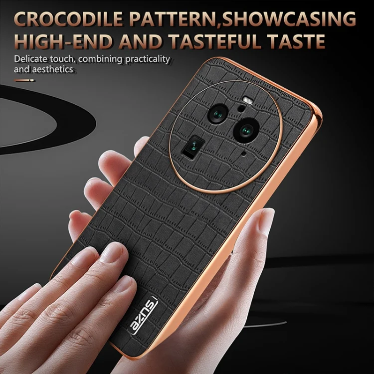 EDA006769302A_6.webp AZNS Electroplated Frame Crocodile Texture Full Coverage Phone Case, For OPPO Find X6 Pro, For OPPO Find X6 - Image 7