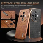 AZNS Electroplated Frame Crocodile Texture Full Coverage Phone Case, For OPPO Find X7, For OPPO Reno11 Global, For OPPO Find X7 Ultra, For OPPO Find X8 Pro - Image 3