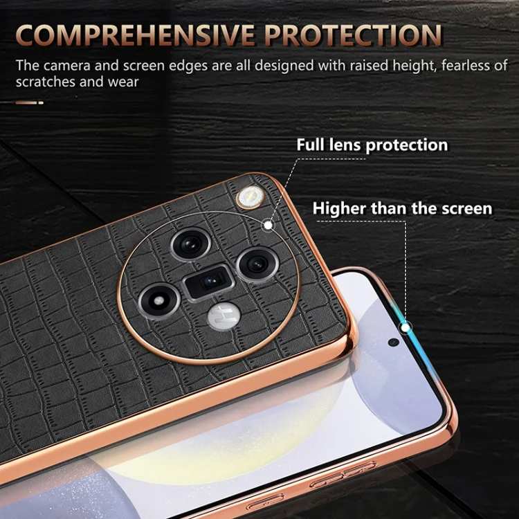 EDA006769303A_4.webp AZNS Electroplated Frame Crocodile Texture Full Coverage Phone Case, For OPPO Find X7, For OPPO Reno11 Global, For OPPO Find X7 Ultra, For OPPO Find X8 Pro - Image 5