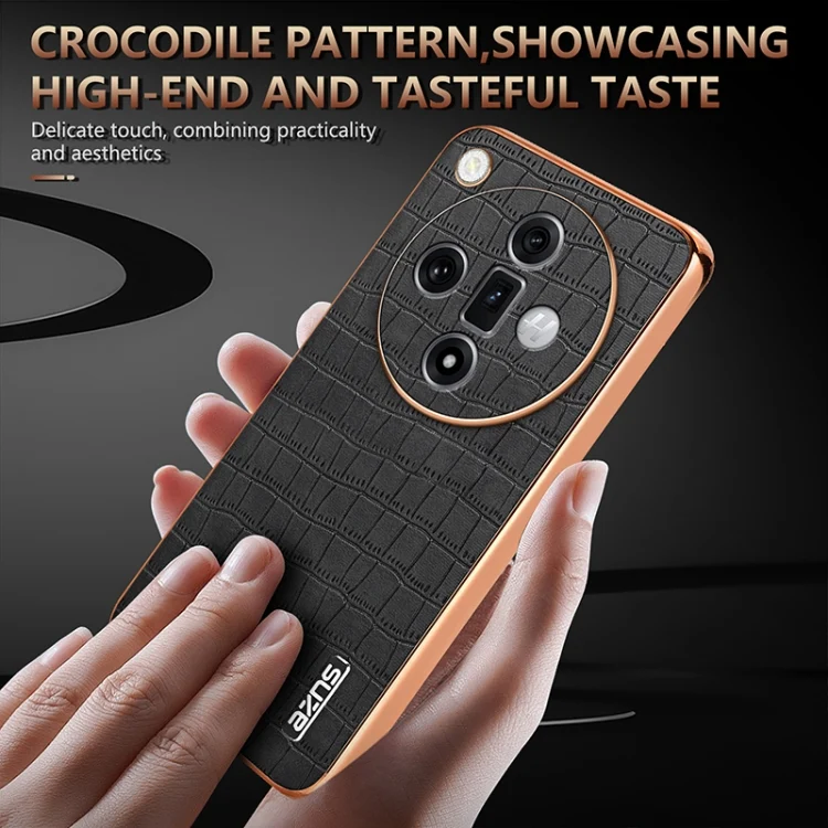 EDA006769303A_6.webp AZNS Electroplated Frame Crocodile Texture Full Coverage Phone Case, For OPPO Find X7, For OPPO Reno11 Global, For OPPO Find X7 Ultra, For OPPO Find X8 Pro - Image 7