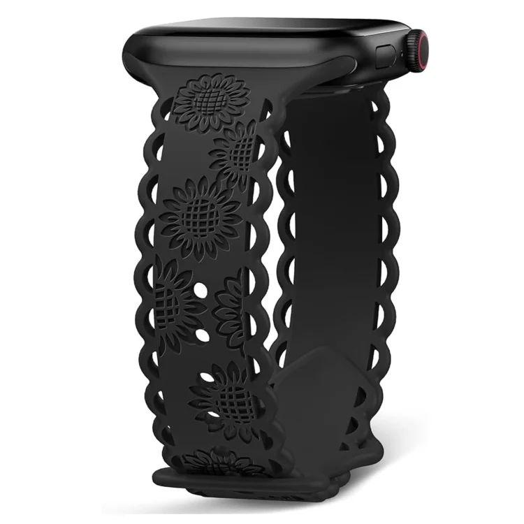 Lace Sunflower Embossed Silicone Watch Band, For Apple Watch Series 4 44mm