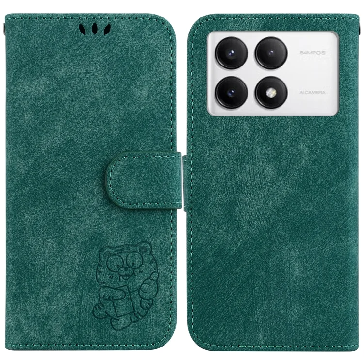 Little Tiger Embossed Leather Phone Case, For Xiaomi Poco F6 Pro
