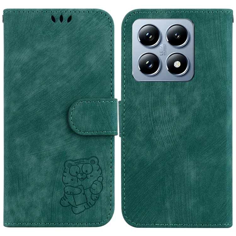 Little Tiger Embossed Leather Phone Case, For Xiaomi 14T Pro, For Xiaomi 14T, For Xiaomi Poco M6 4G