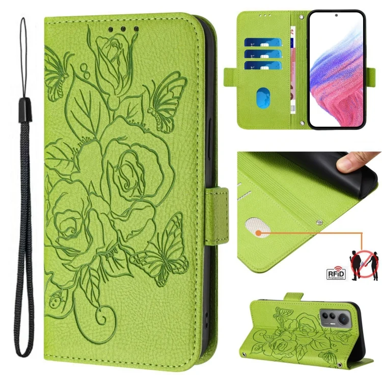 Embossed Rose RFID Anti-theft Leather Phone Case, For Xiaomi 12 Lite, For Xiaomi Civi 1S, For Xiaomi Poco M4 Pro 4G