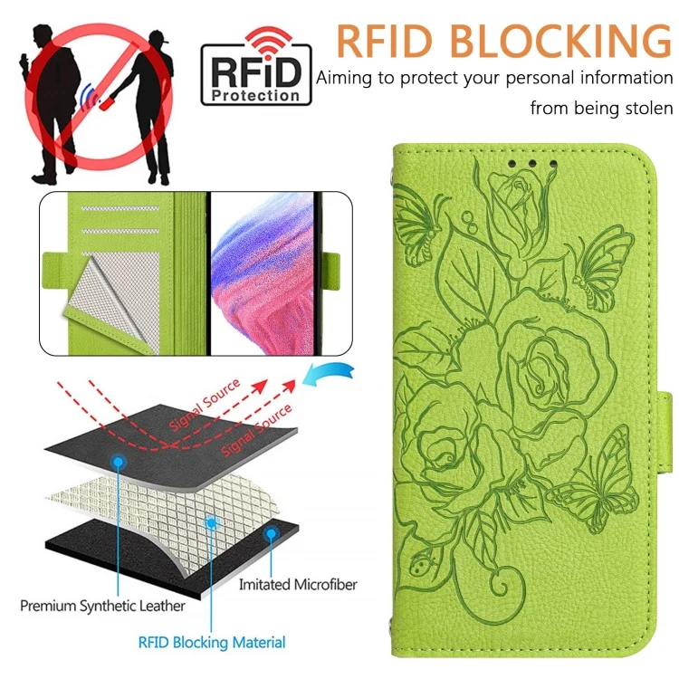 EDA006783926A_4.webp Embossed Rose RFID Anti-theft Leather Phone Case, For Xiaomi Poco X4 Pro 5G, For Xiaomi Mi 11 Lite, For Xiaomi 11T / 11T Pro - Image 5