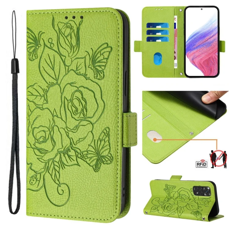Embossed Rose RFID Anti-theft Leather Phone Case, For Redmi Note 11 / 11S / 12S 4G Global, For Redmi A2+ / Xiaomi Poco C51, For Redmi A1+ 4G / Xiaomi Poco C50 4G