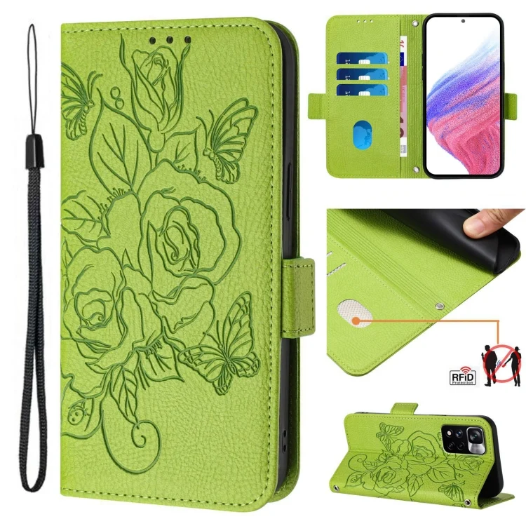 Embossed Rose RFID Anti-theft Leather Phone Case, For Redmi Note 11 Pro 5G / 4G / Global, For Redmi Note 11 Pro+ 5G / 12 Pro 4G Global, For Redmi Note 12 4G Global