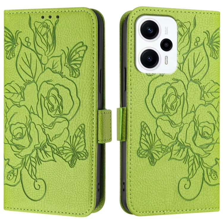 EDA006788539A_1.webp Embossed Rose RFID Anti-theft Leather Phone Case, For Redmi Note 11T Pro+ / Note 12T Pro / K50i, For Redmi Note 12 Turbo 5G / Xiaomi Poco F5, For Redmi K60 / K60 Pro - Image 2