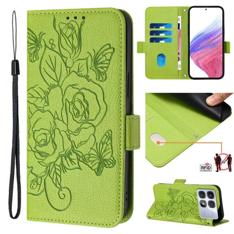 Embossed Rose RFID Anti-theft Leather Phone Case, For Redmi K70 Ultra 5G Global, For Redmi 13 4G / Note 13R, For Redmi A3 / Xiaomi Poco C61 4G Global