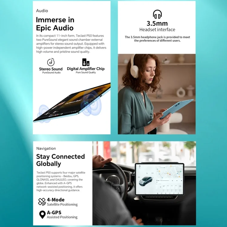 EDA006789601A_20.webp Teclast P50 Tablet PC 11 inch,  Android 14 Unisoc T606 Octa Core, 4G LTE Dual SIM - Image 21