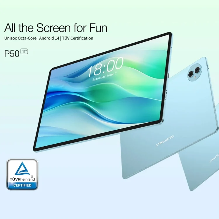 EDA006789601A_3.webp Teclast P50 Tablet PC 11 inch,  Android 14 Unisoc T606 Octa Core, 4G LTE Dual SIM - Image 4