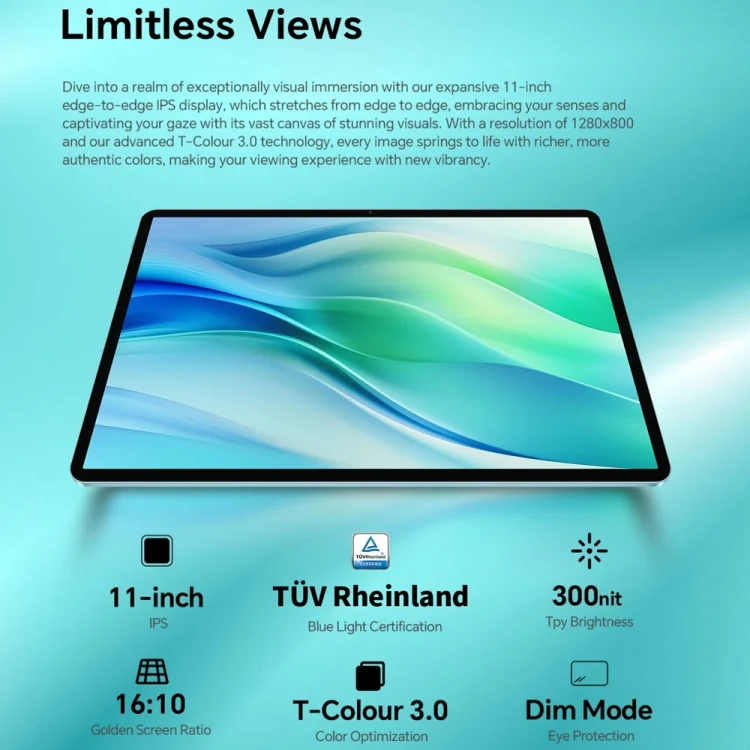 EDA006789601A_5.webp Teclast P50 Tablet PC 11 inch,  Android 14 Unisoc T606 Octa Core, 4G LTE Dual SIM - Image 6