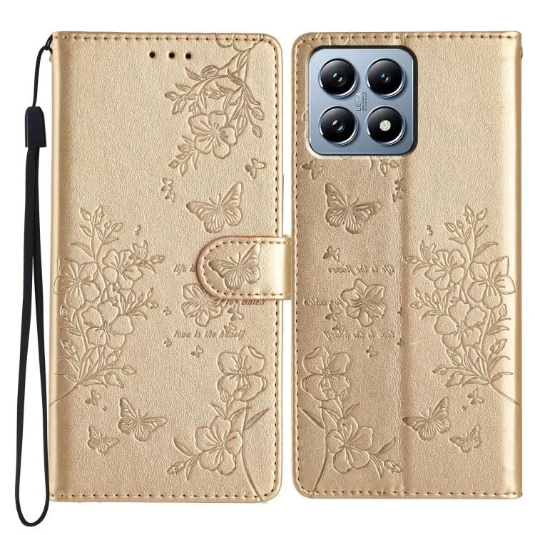Butterflies and Flowers Leather Phone Case, For Xiaomi 15T Pro 5G, For Xiaomi 15T 5G, For Xiaomi 15 Pro