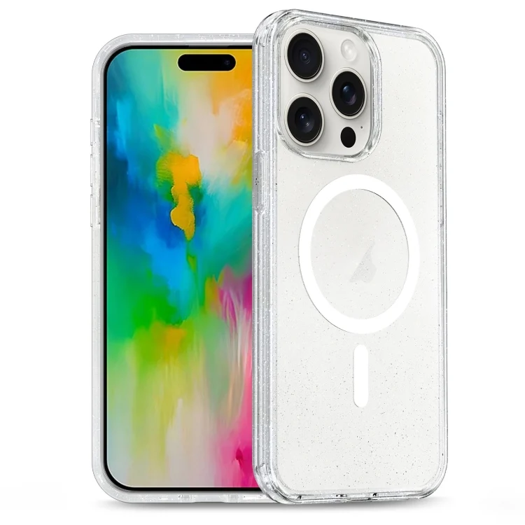 Glitter Powder TPU Hybrid PC MagSafe Phone Case, For iPhone 16 Pro Max, For iPhone 16 Pro, For iPhone 16 Plus