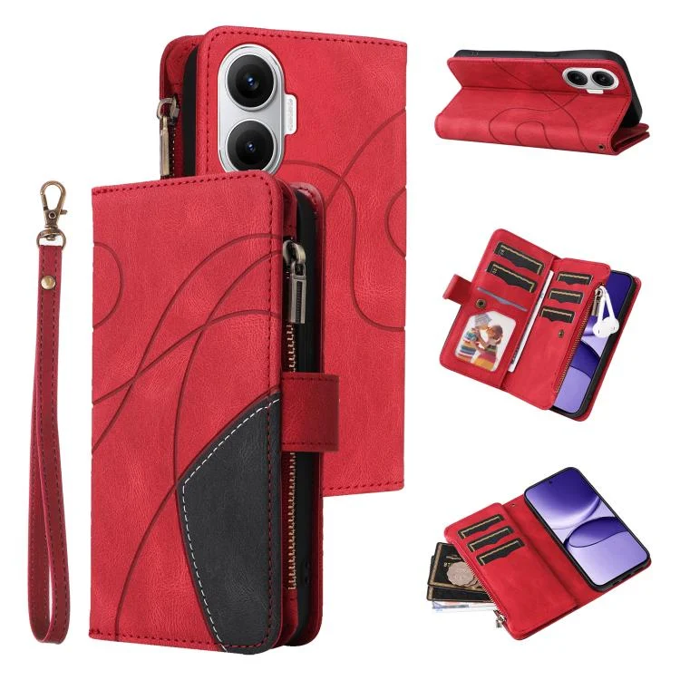 Dual-color 9 Card Slots Zipper Wallet Leather Phone Case, For Xiaomi Poco F7, For Xiaomi 14T Pro, For Xiaomi 14T, For Xiaomi Poco F6
